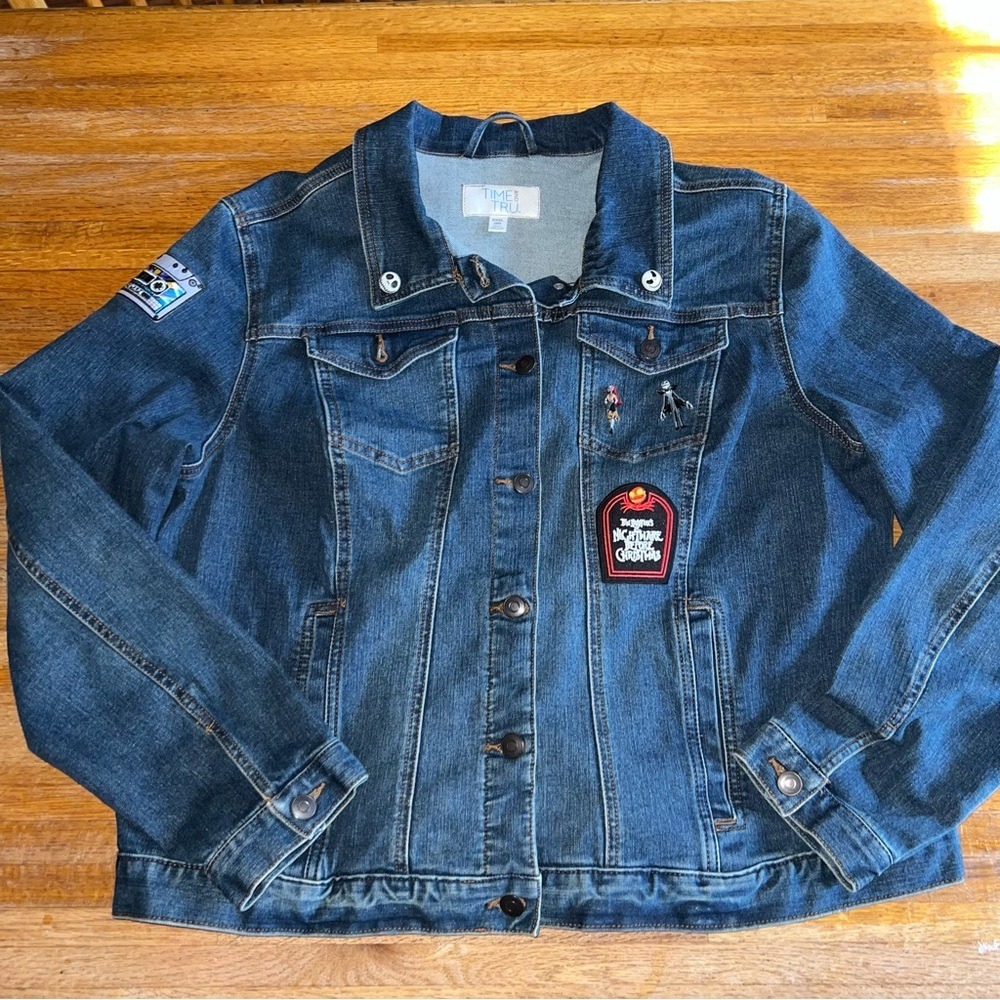 Time and Tru Women 3XL Demin Custom Nightmare Before Christmas Jack Sally Jacket